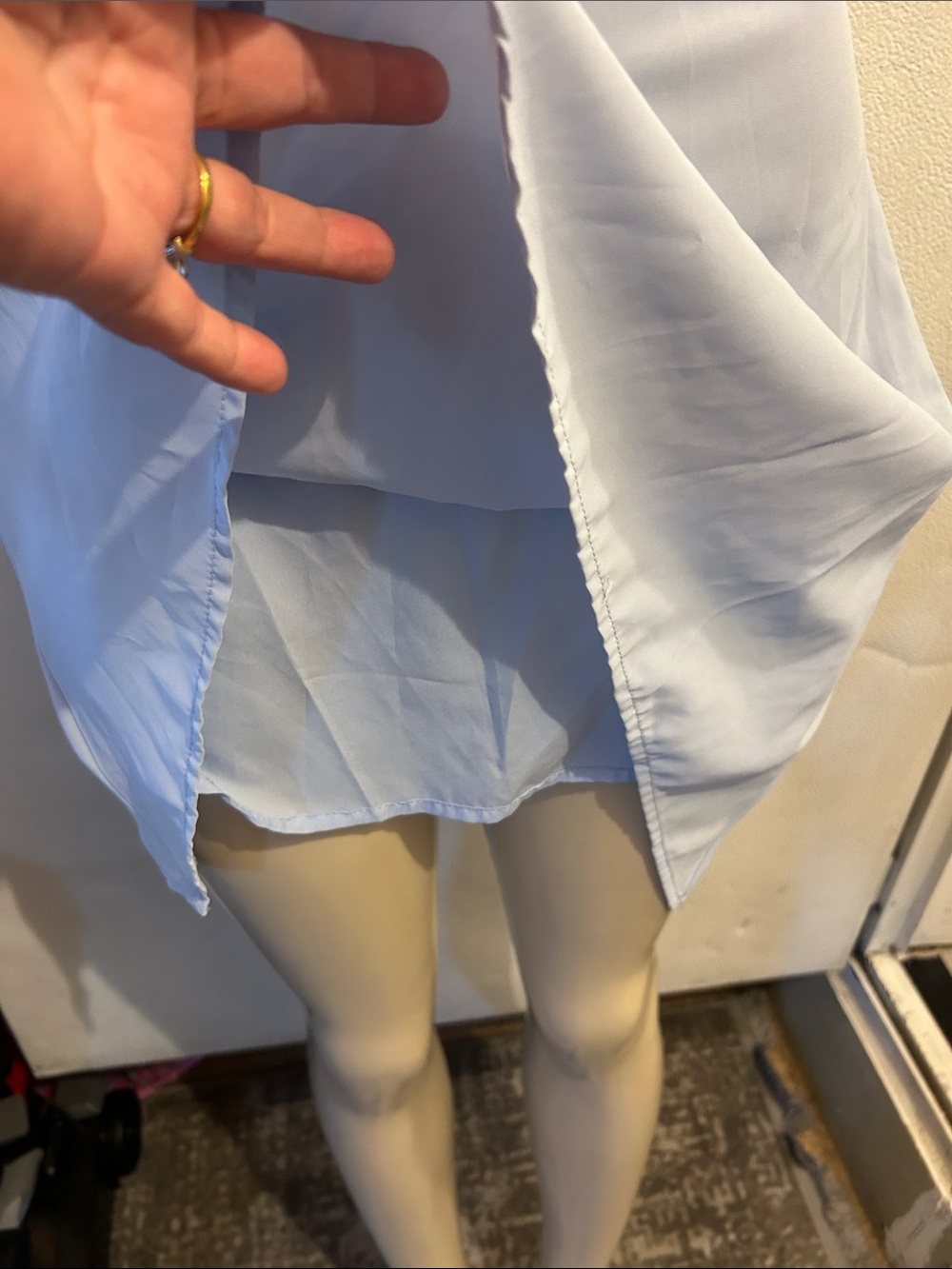 Strapless Light Blue Ruched Mini Dress - Picture 4 of 11